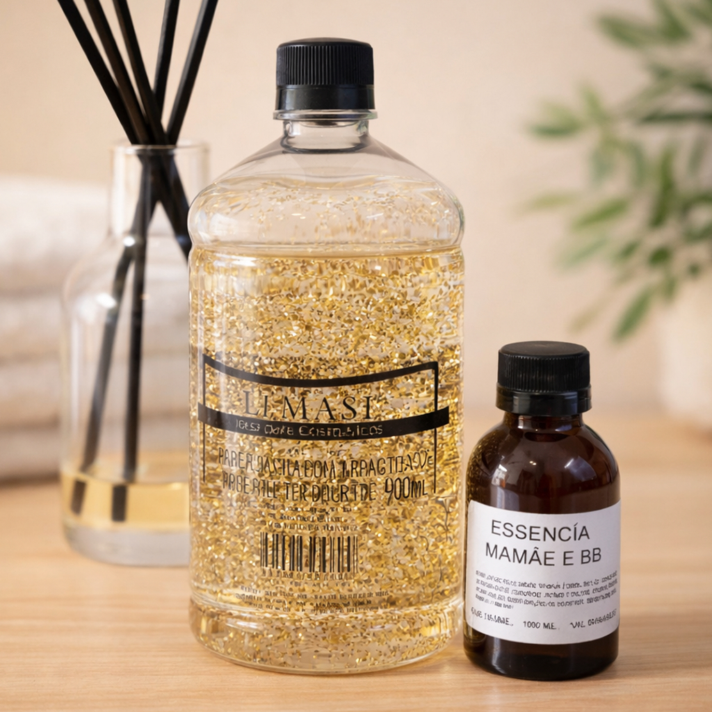 Kit Aromatizador Com Glitter 900ml, Mais Essência 100 ml Para Lembrancinhas Casamento Para Casa