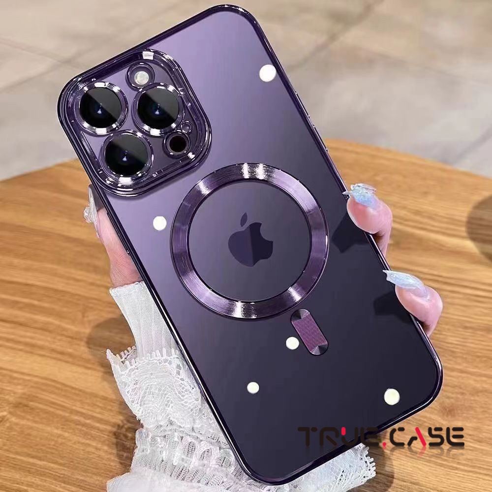 Capinha capa case magsafe eletroplateada com proteção de lente para iphone 11 12 13 14 15 16 7/8plus promax em Oferta na Shopee