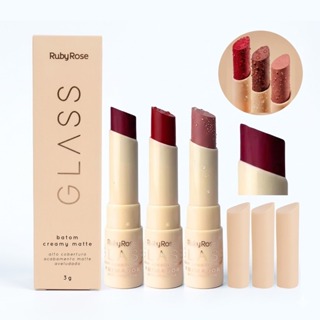 Batom Bala Glass Creamy Matte - Ruby Rose-567 Kit1/2 em Oferta na Shopee