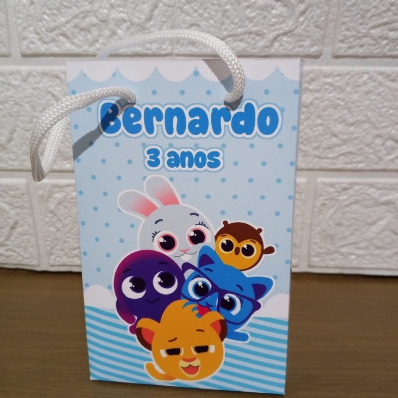 Sacolinha Surpresa Personalizada Tema Bolofofos Azul – Lembrancinha Festa Infantil - Sacolinha (P)