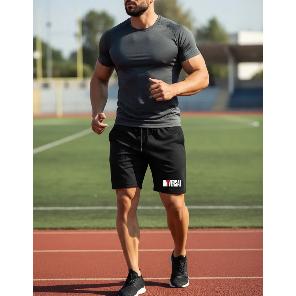 Bermuda academia treino musculação suplemento corrida maromba tactel elastano preto bolso lateral BR