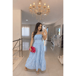 Vestido Feminino Midi Em Layse Bordado 100 % Algodão Elegante e Classico  Zulma Fashion em Oferta na Shopee