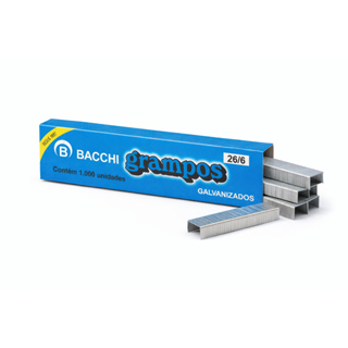 Grampos 26/6 Bacchi Galvanizados Caixa com 1000 Unidades Grampeador Papel Escritório Escola em Oferta na Shopee