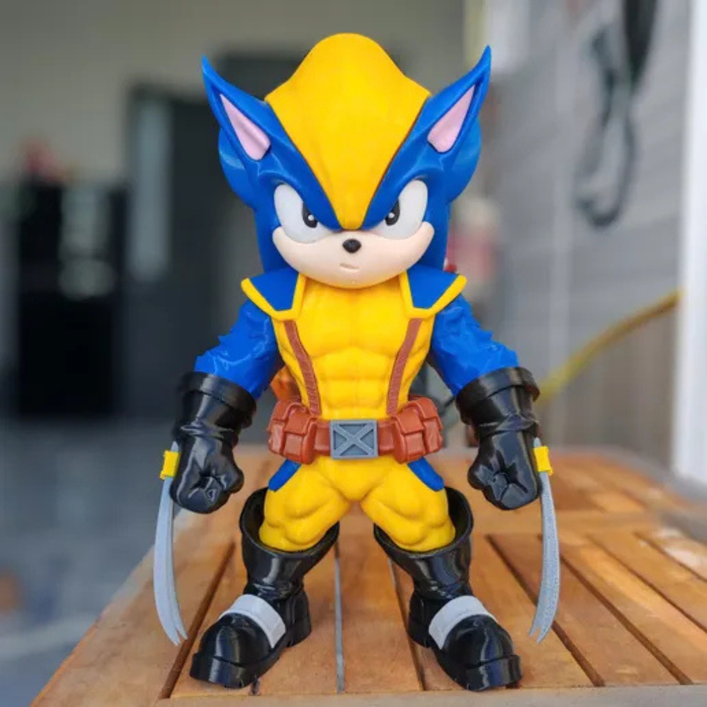 Boneco Action Figure Sonic Wolverine - Edição Especial Mashup Sonic x X-Men Marvel 🌀🐺