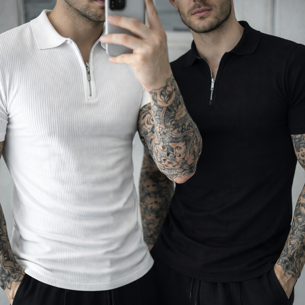Kit 2 Polos Caneladas Premium Masculina | Estilo Casual Moderno | Melhor Custo-Benefício