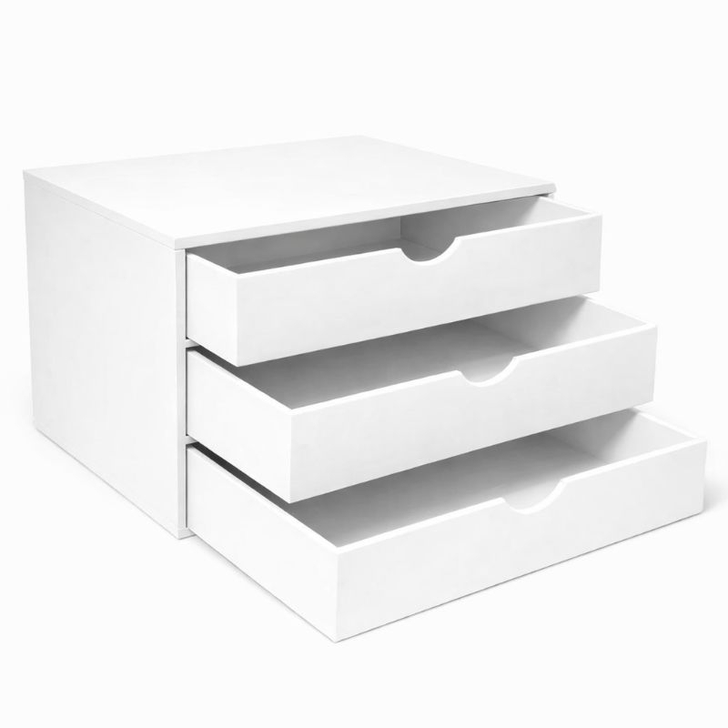 Organizador de Mesa com 3 Gavetas A4 | Suporte Para Monitor MDF | Gaveteiro Escritório