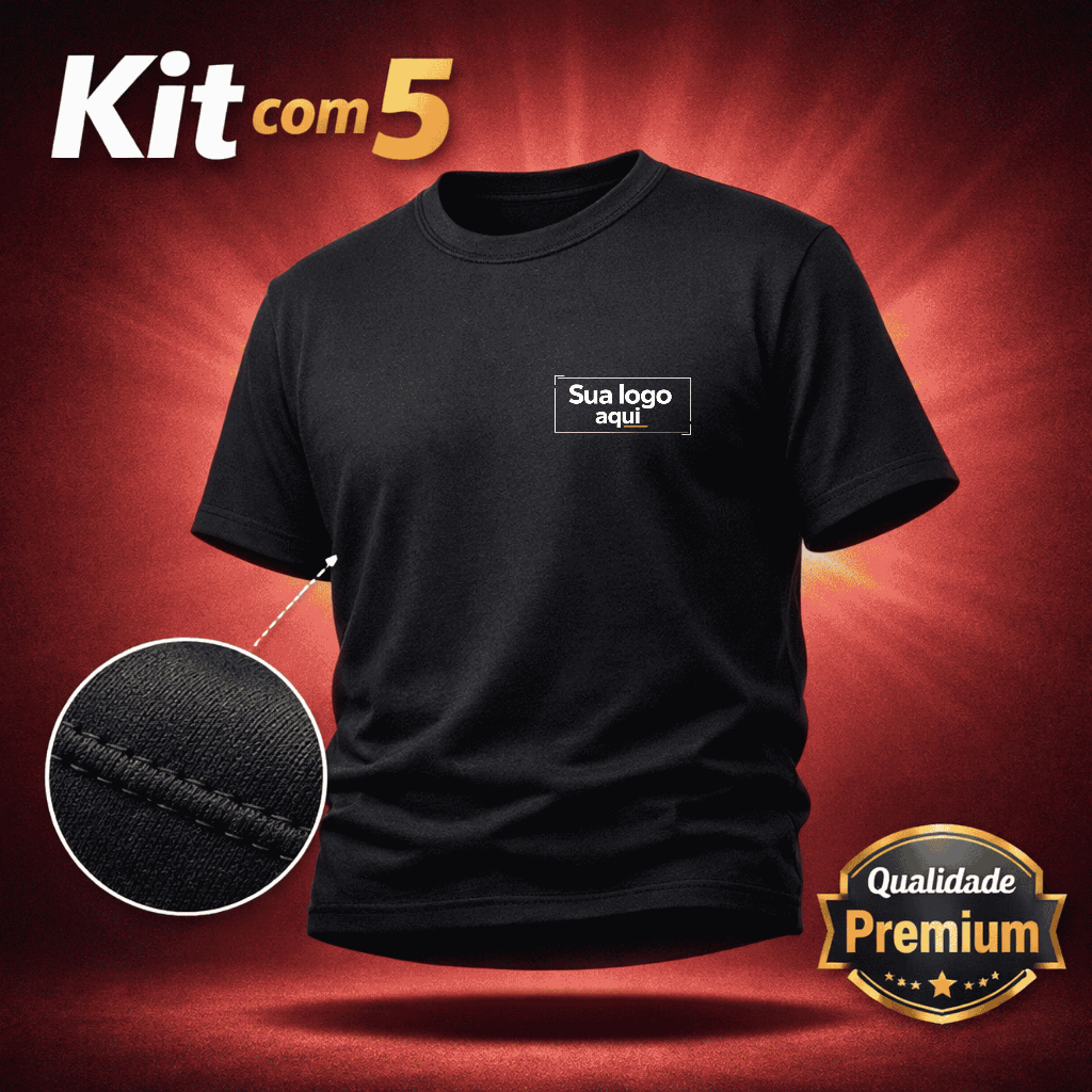 Kit 5 Camisetas Personalizadas Para Empresas ou Sua Estampa Preferida