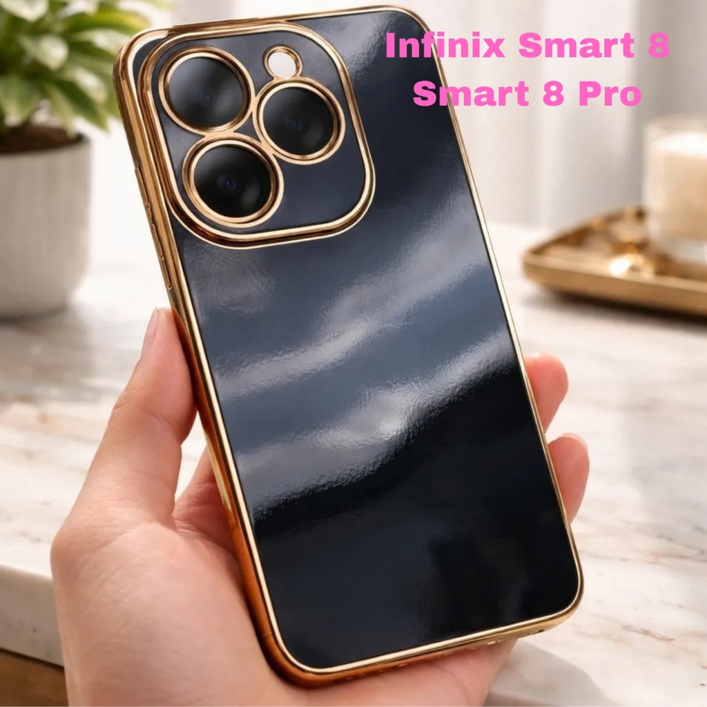 Capa Luxo Borda Dourada Infinix Smart 8 / Smart 8 Pro