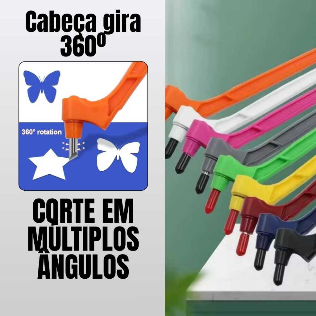Caneta Corte Estilete Papel Adesivo EVA Vinil Tecido Cartolina Precisão Lâmina Rotativa 360 graus em Oferta na Shopee