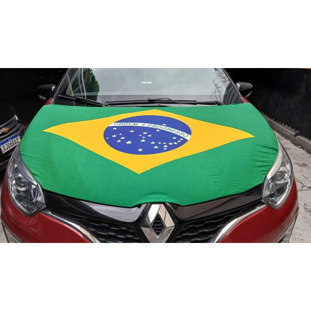 Capa Para Capô De Carro Bandeira do Brasil Copa do Mundo Lataria
