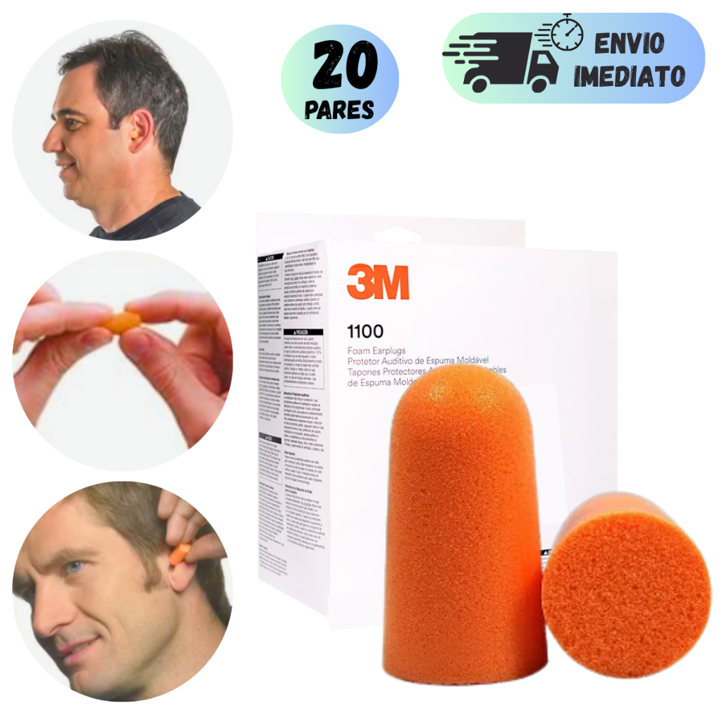 KIT 10 A 20 PROTETORES AURICULAR DE ESPUMA TAMPÃO ABAFADOR 3M DE RUÍDOS SEM CORDÃO PARA DORMIR EPI