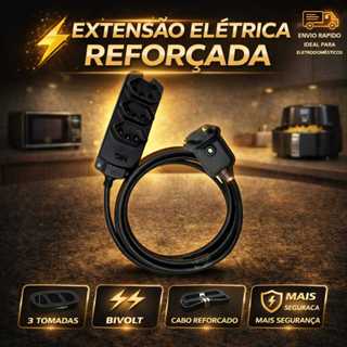 Extensão Elétrica Grande 1,5/3/5/10/15/20/25/30 Metros Reforçada 10/20a Bivolt em Oferta na Shopee