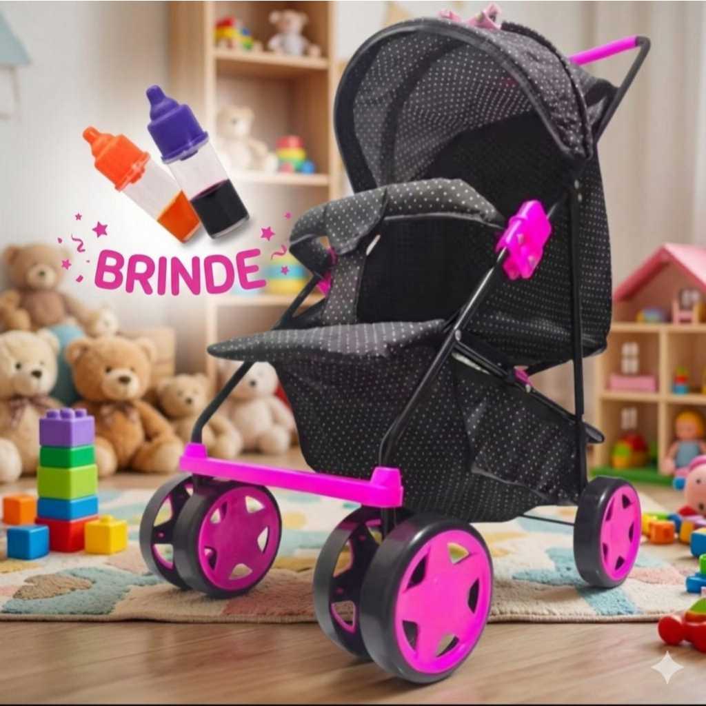 Carrinho De Boneca Milano Estilo Reborn Pretol-Rosa