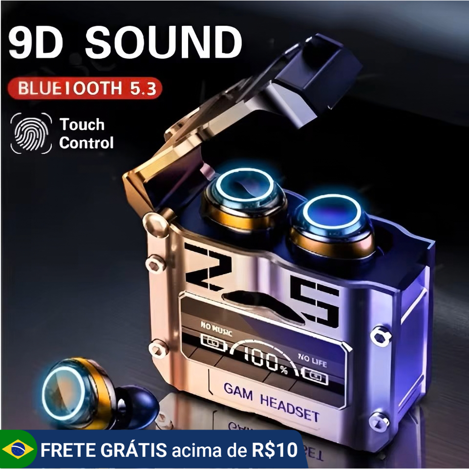 Fone Bluetooth M25 TWS 5.3 Sem Fio Power Bank Controle Touch Esportivo Corrida Academia Android iPhone Kit 2 Fone ouvido