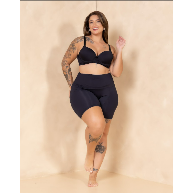 Shorts Íntimo Confy Nica Brasil Preto Forro Completo Algodão | Evita Atrito Coxas | Usar Saia e Vestido | P ao G1