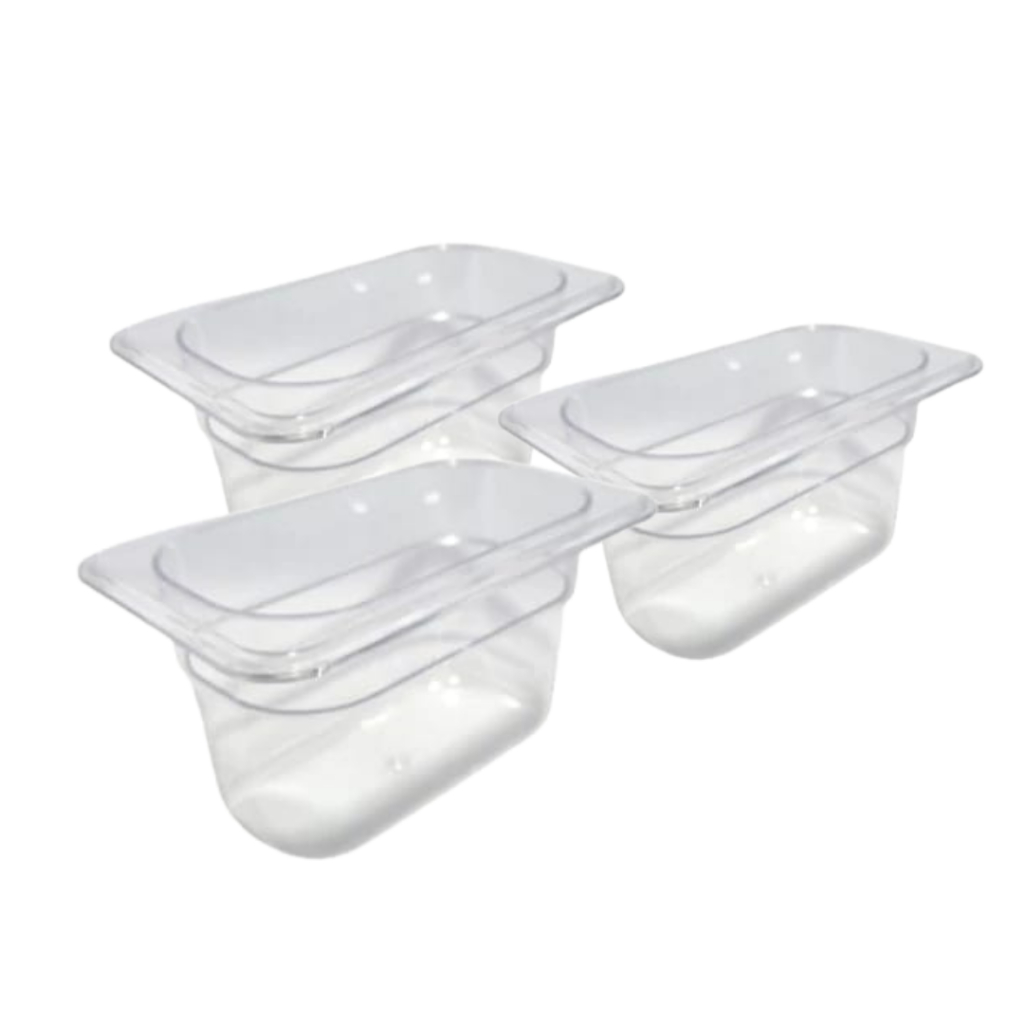 Kit 3 Cuba Acrilica Self Service Com Colher - Sorveteria, Buffet, Açaiteria - 1,5L