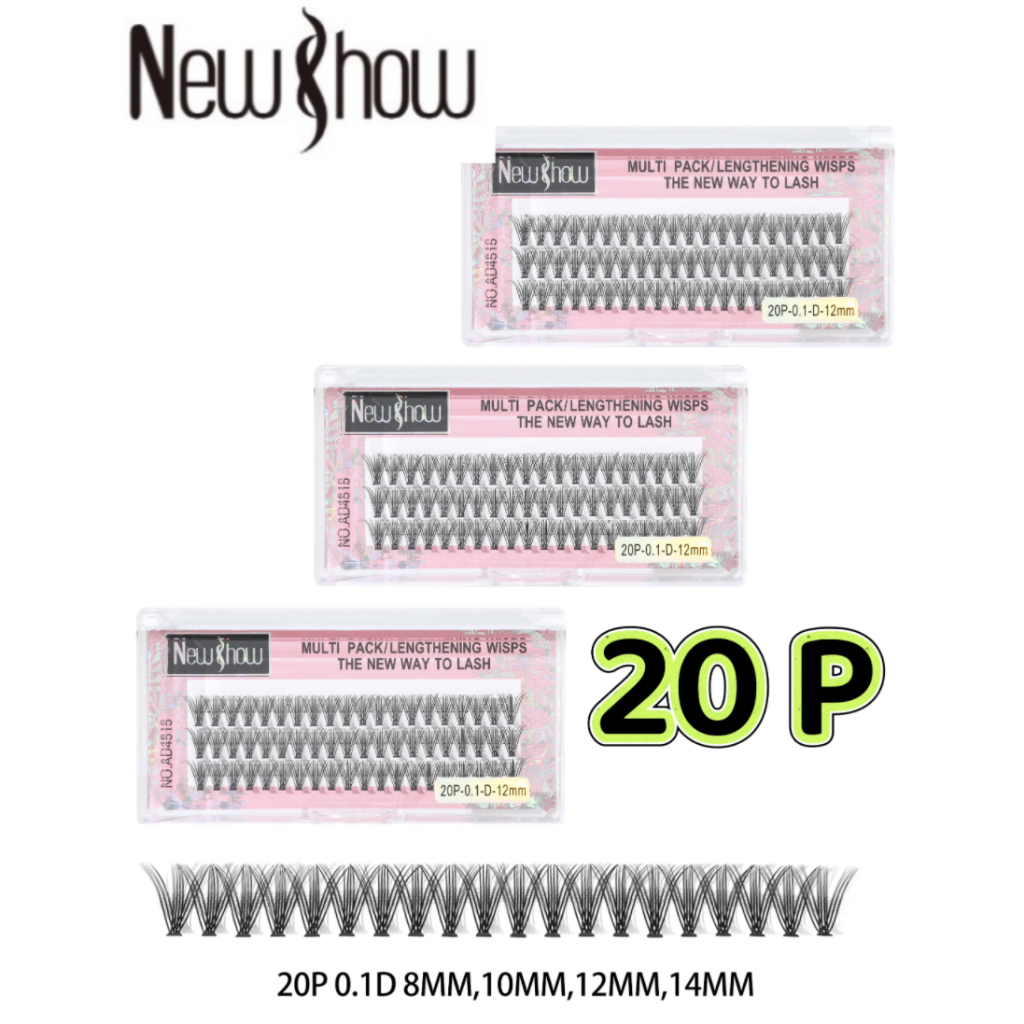 New Show 3 caixas Cílios Tufos Sem Nó 20P/30P/40P/50P Extensão de Cilios Alongamento/Longa Duração/À Prova D'água em Oferta na Shopee