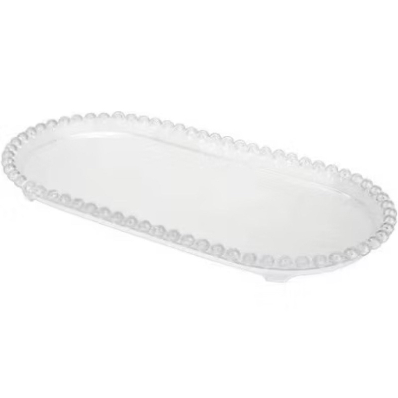 Kit Bandeja Retangular + Travessa Oval 24x12cm Acrílico com Borda de Bolinha – Decoração e Servir — imagem 2 de 2