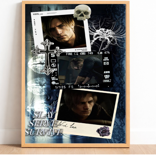 Quadro Gamer Resident Evil Requiem  Leon Kennedy Decorativo MDF