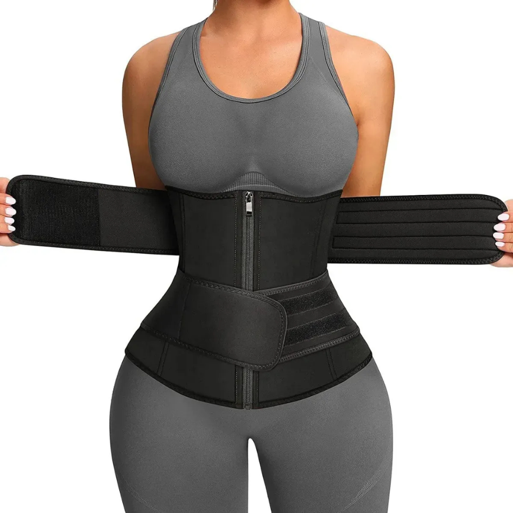 Cinta Modeladora Feminina Abdominal Térmica Efeito Sauna Espartilho Ajustável Dupla C/Zíper Corset em Oferta na Shopee