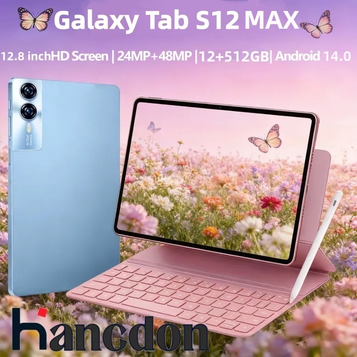 Tablet Hancdon Galaxy Tab S12 Max 12.8" HD 48mp +24mp 12gb + 512gb Android 14 Bateria 8800mAh Som Teclado e Mouse Grátis
