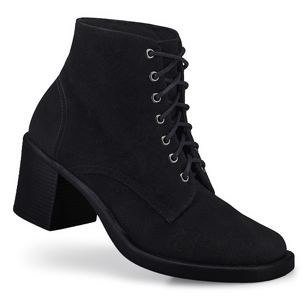 Bota Femnina Coturno Amarração Salto Bloco Grosso Confortável 21005