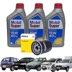 Kit Troca De Óleo 15W40 Mobil Semi Sintético Fiat Fire 1.0 1.4 8V