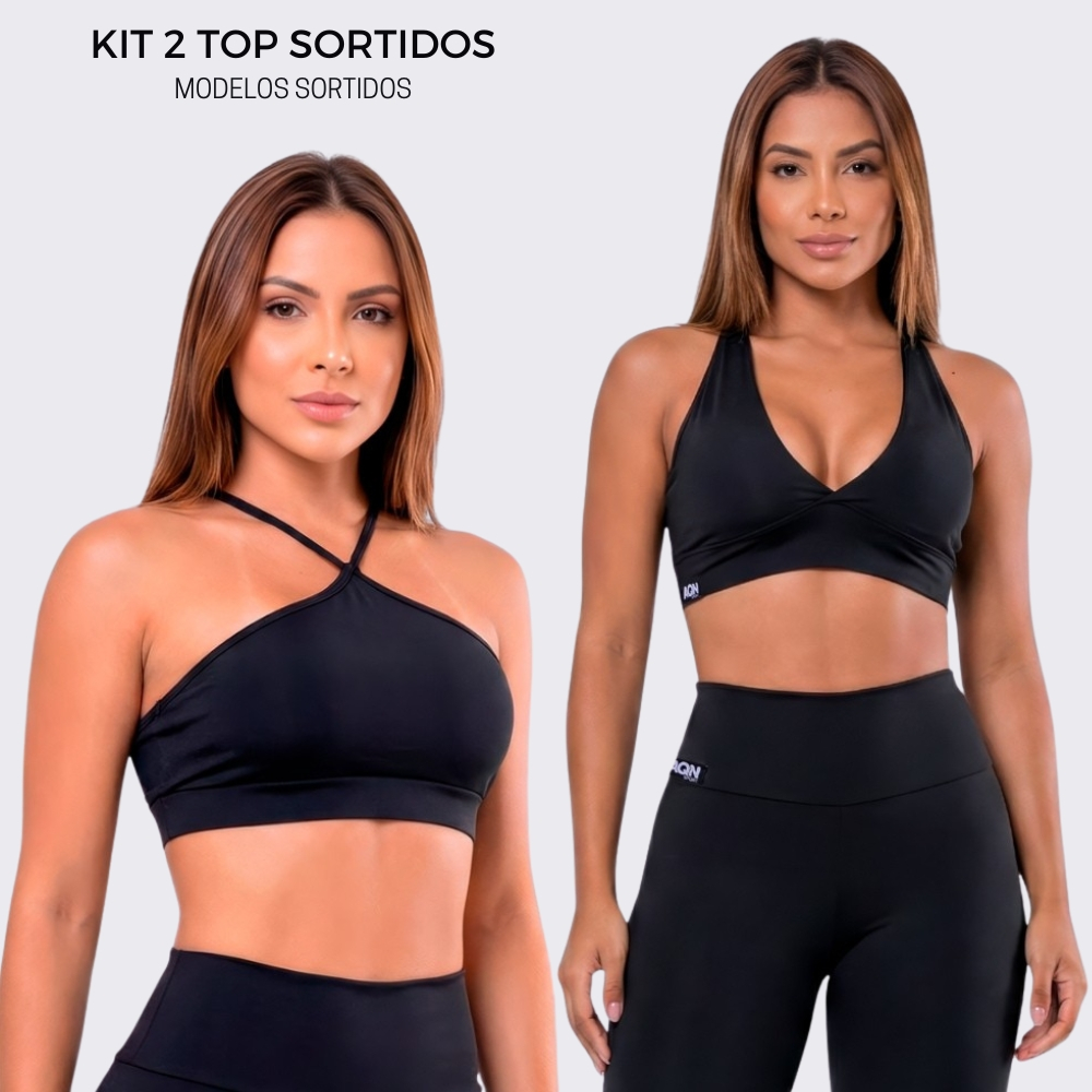 Promoçao Kit 2 Tops Croppes Fitness sortidos Academia Com Bojo AQN SPORT em Oferta na Shopee