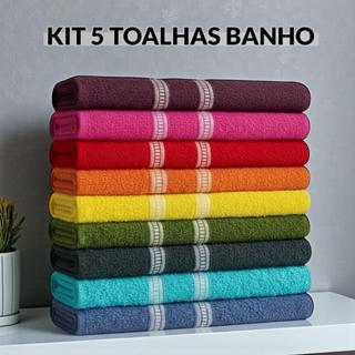 Kit 5 Toalhas de Banho Madri Grande Macia 120x60 100% Algodão Sortidas em Oferta na Shopee