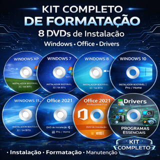 DVD Formatação Windows 11, 10, 8, 7 e XP | Pacote Office | Drivers | Programas Essenciais em Oferta na Shopee