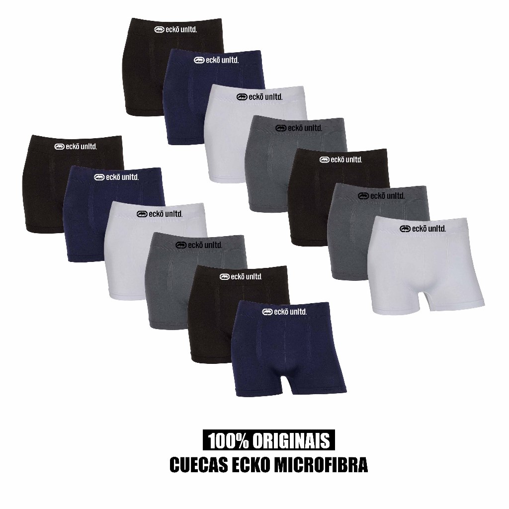 Kit 6 ou 13 cuecas boxer Ecko Original Microfibra