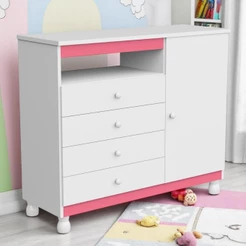 Cômoda Organizadora Roupas com trocador Gavetas Gaveteiro Quarto Bebe Baby Multiuso Pés Regulagem