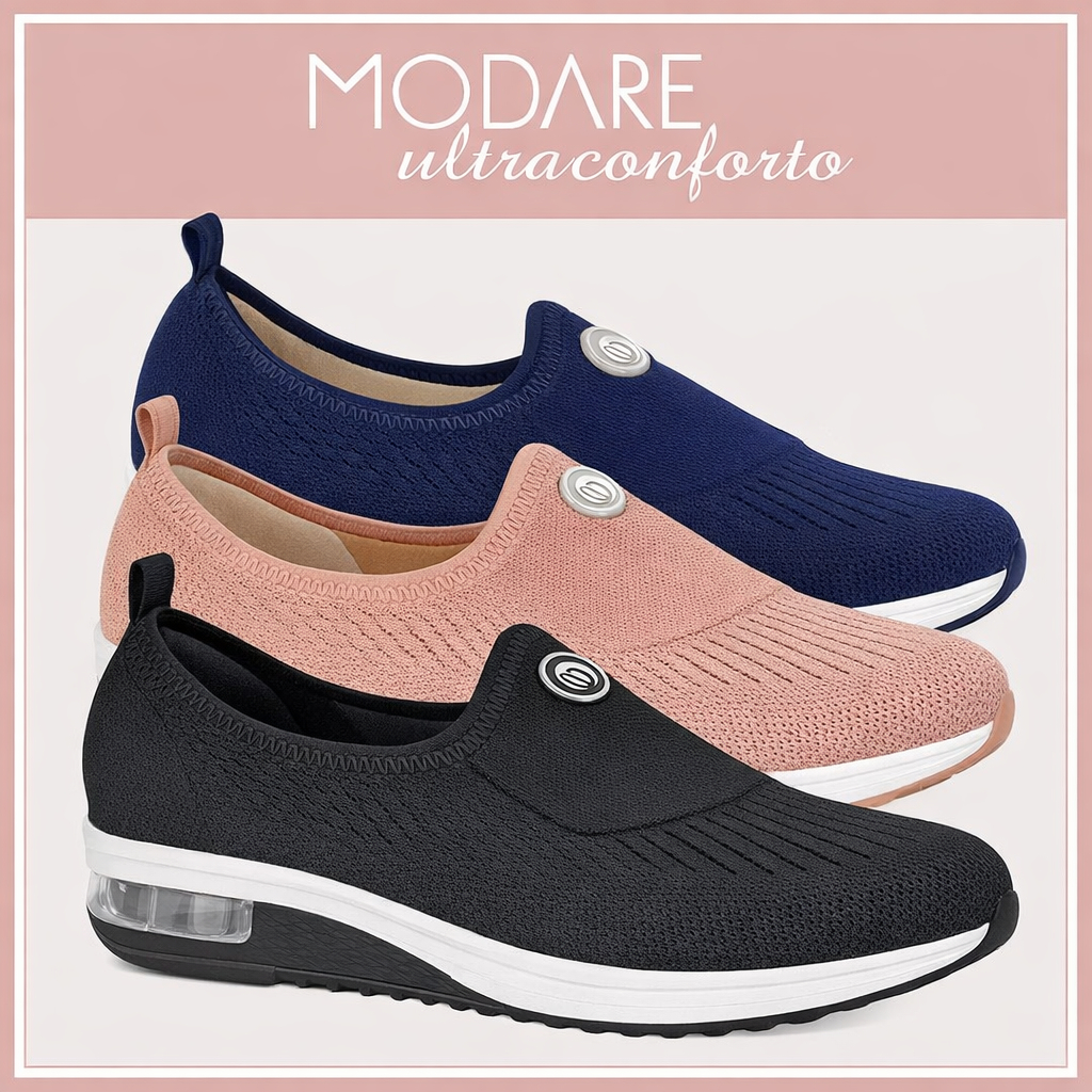 Tênis Feminino Modare Conforto Ortopédico Joanete Esporão Fascite Plantar Amortecedor Original