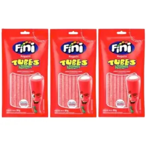 Kit 3 Fini Tubes Azedinho Morango e Nata 80g Cada  Fini Tubes Morango Nata Original