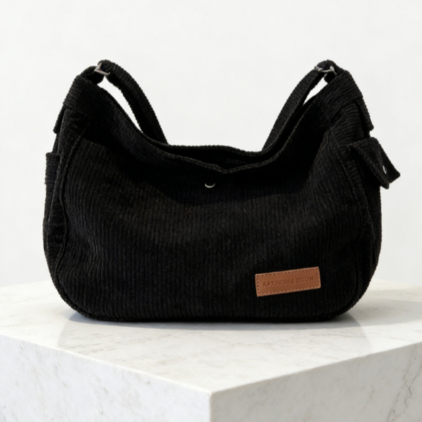 Novo Estilo Bolsa Unissex De Moda Simples Ombro De Veludo Mensageiro Feminina Para Deslocamento Diário Grande Capacidade — imagem 2 de 2