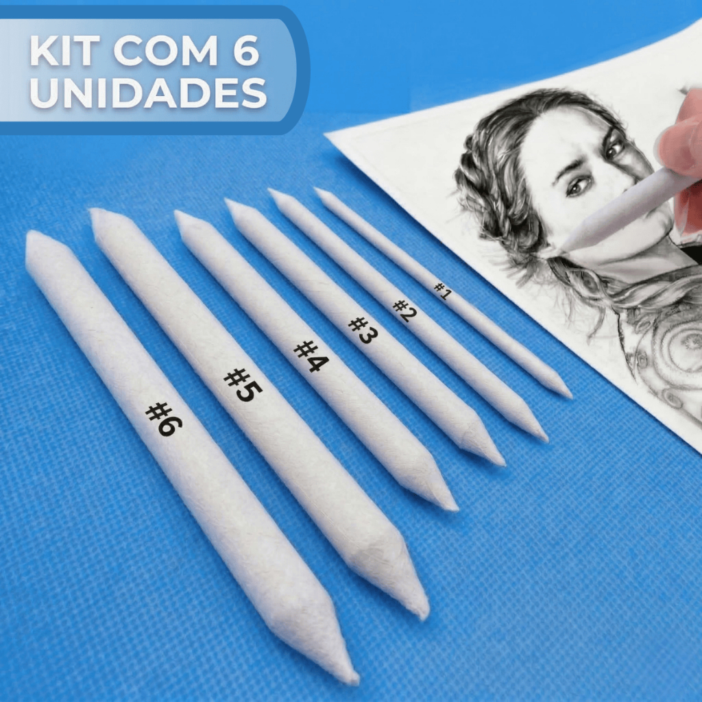 Kit 6 Esfuminhos Para Carvão Pastel Seco E Grafite Misturador De Tons Desenho Artístico E Arquitetônico