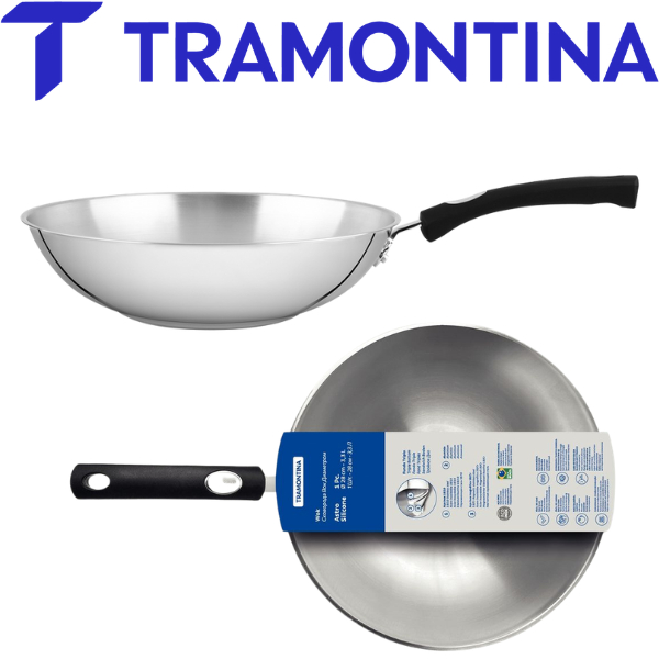 Panela Wok Tramontina Astro Silicone 28cm Inox 3,3 Litros 🍳