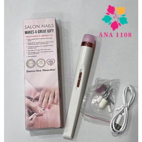 Lixadeira Elétrica de Unhas 5 em 1 Portátil Sem Fio/ Recarregável/ Manicure e Pedicure Profissional