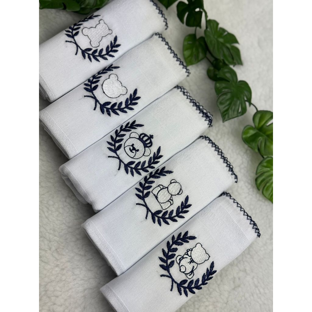 Fralda de Pano MASCULINA para Bebê, Kit contendo 5 unidades bordadas