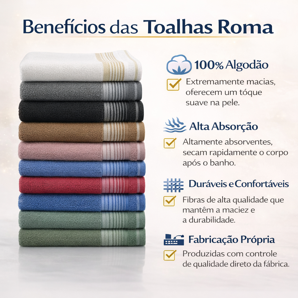 Kit 2 Toalha de Banho Roma 100% Algodão Felpudo — imagem 2 de 2