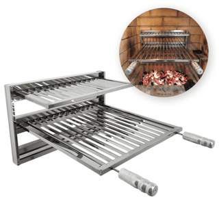 Kit Suporte Flutuante Inox Fixo Para Churrasqueira 3 Níveis Com Grelha Parrilla Uruguaia Gourmet em Oferta na Shopee