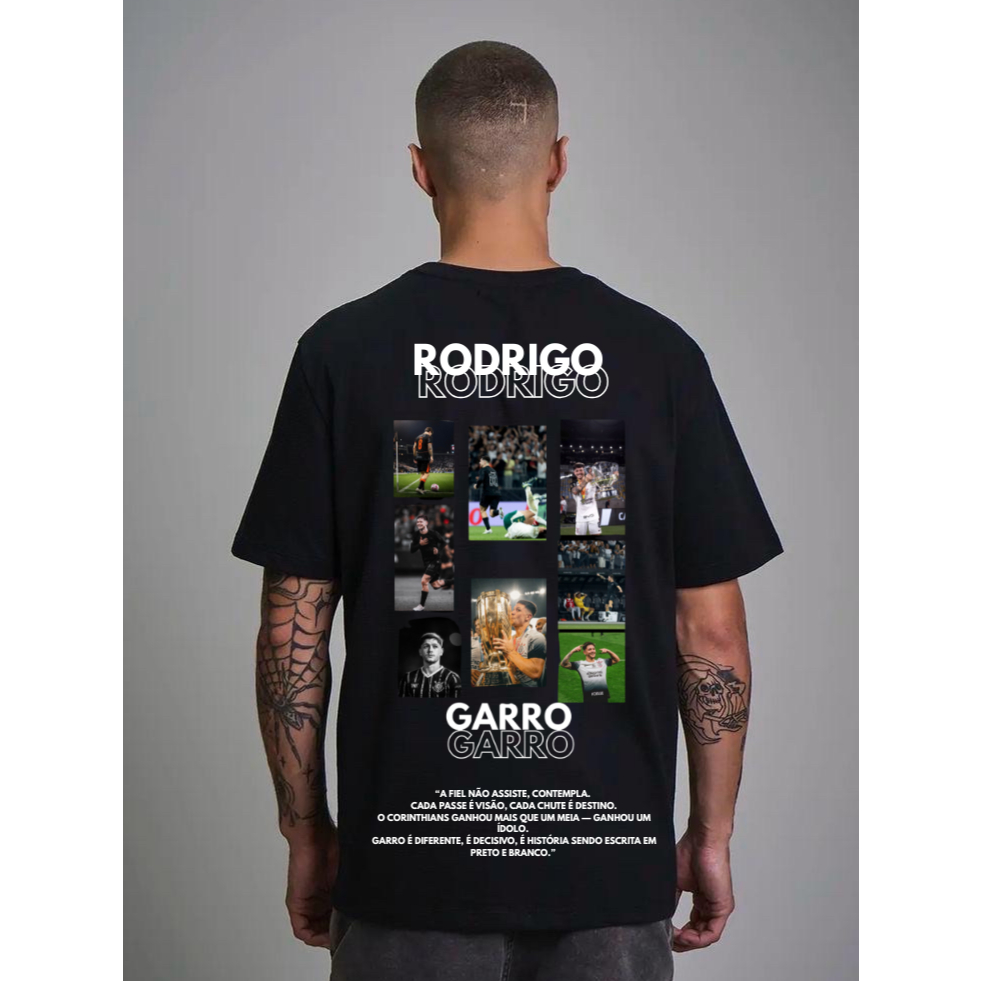 Camiseta Clássica Masculina Estampada Torcedor Futebol Algodão Preta Camisa Torcida Estilo Esportivo Casual Confortável