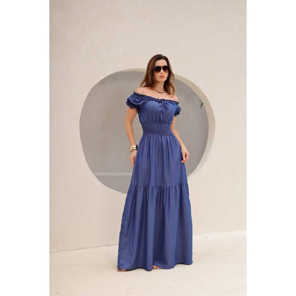 vestido jeans tencel tecido molinho zingana