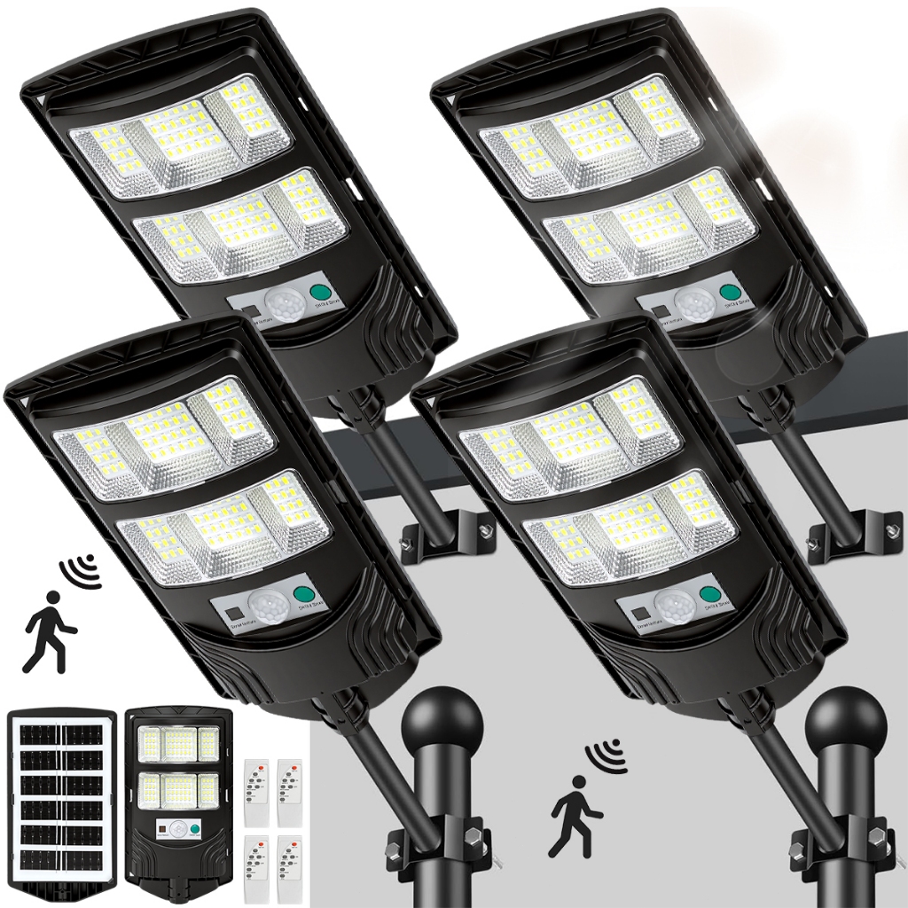 Kit 4 Luminária Solar Externa Com Sensor Refletor Solar 800W