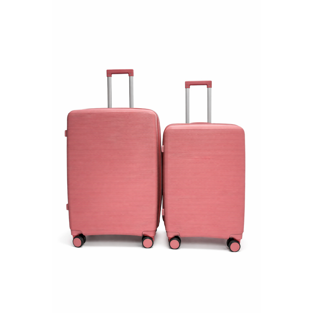 Kit Mala de Viagem Mala Bordo 10kg + Mala Media 23kg Polipropileno Rose Rodinhas 360° Cadeado TSA