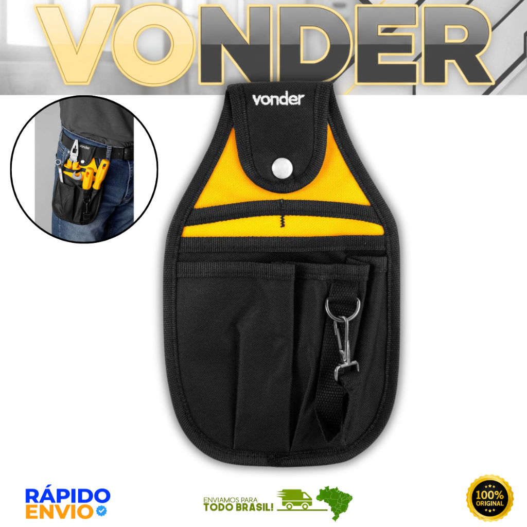 Porta Ferramentas 6 Bolsos em Lona Reforçada Vonder Até 1,5Kg Resistente Premium — R$ 28,99 em Shopee