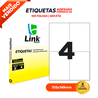Etiqueta Adesiva  Formato A4 medida 105,0mm x 149,0mm  caixa com 100 Folhas -  Marca Link Etiquetas em Oferta na Shopee