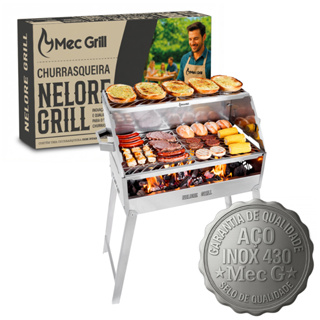 Churrasqueira de Aço Inox a Carvão Tamanho 50X30cm Portátil Desmontável Resistente Nelore Mec Grill em Oferta na Shopee