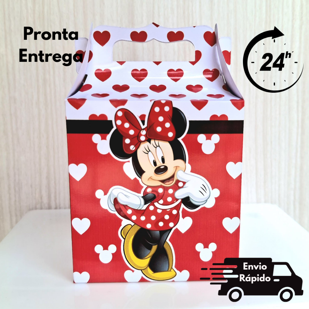 Kit Maletinha Surpresa Personalizada Minnie Lembrancinha festa Aniversario Pegue e Monte