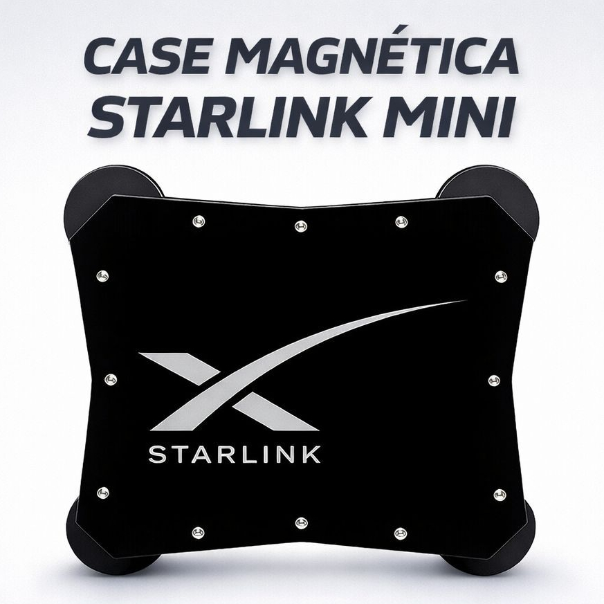 Case Magnética Starlink Mini Veicular | Base Magnética com 4 Ímãs Neodímio 66mm para Carro Motorhome Off-Road